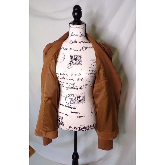 🆕OPEN EDIT from Nordstrom Suede Leather Moto Jacket Medium Camel Brown - Picture 11 of 12